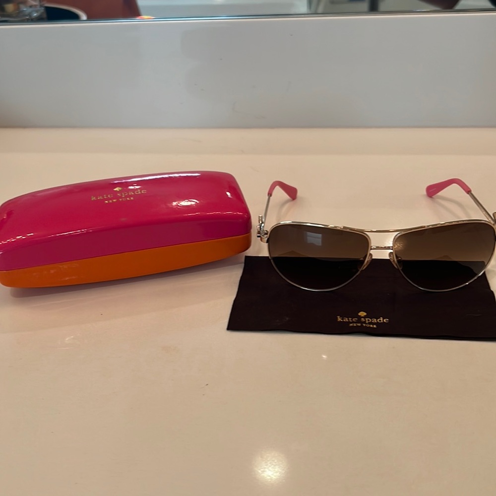 Kate Spade Aviator Sunglasses with pink bows
